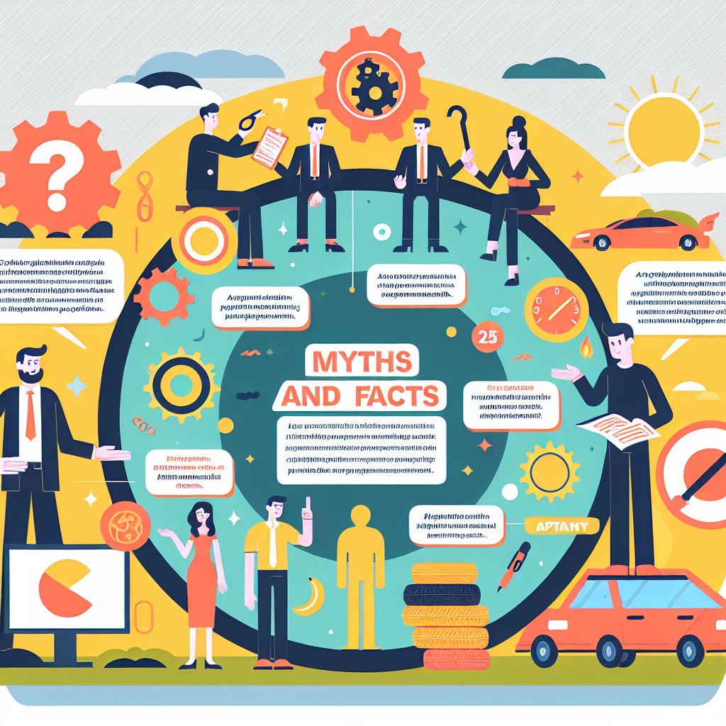 Imagine care prezinta mituri si fapte despre anvelopele Aptany sub forma unei infografici colorate, care face informatia accesibila si interesanta. Aspectul tuturor oamenilor din imagine este european.
