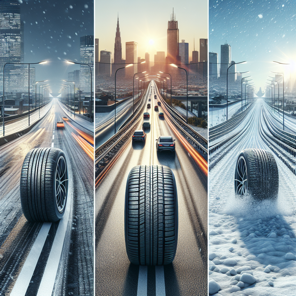 Imagine care ilustreaza diferite conditii de utilizare a anvelopelor Ecovision: drum urban, autostrada rurala si situatie de zapada. Imaginea trebuie sa arate ca o fotografie reala, demonstrand siguranta si fiabilitatea.