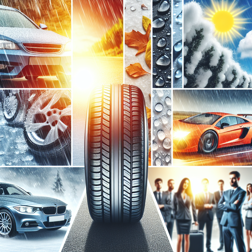 Imaginea unui automobil pe fundalul diferitelor conditii meteorologice (soare, ploaie, zapada) cu accent pe anvelopele Habilead. Aspectul oamenilor este de tip european, calitate inalta a imaginii, greu de deosebit de o fotografie.