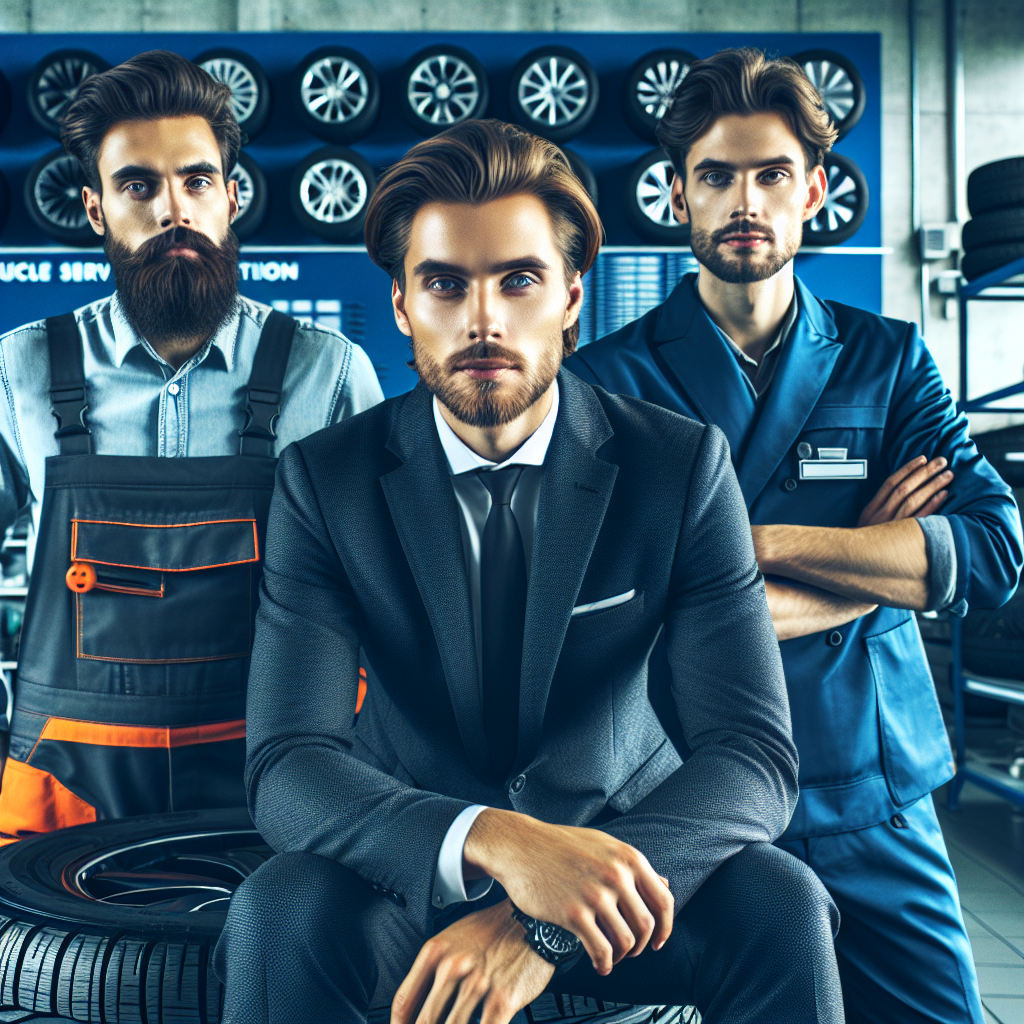 Imagine a unei echipe de specialisti in service auto, de origine europeana, care lucreaza cu anvelope Linglong, intr-un atelier auto modern si confortabil.