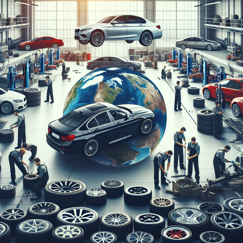 Imagine generala a unui autoserivici cu masini ingrijite si angajati care efectueaza service-ul anvelopelor, toti cu un aspect european.