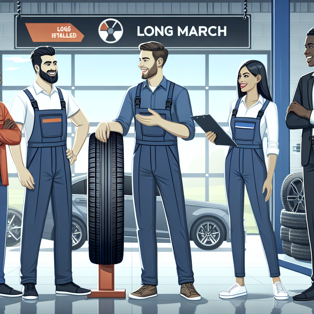 Imaginea unui service auto modern Casa Auto cu anvelope Long March montate si clienti fericiti, aspectul tuturor persoanelor fiind european. Atmosfera este prietenoasa si profesionala.