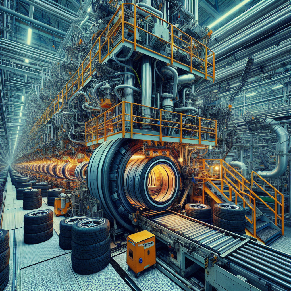 Imagine cu procesul de productie al anvelopelor ROADSTONE in fabrica, astfel incat sa para o fotografie reala.