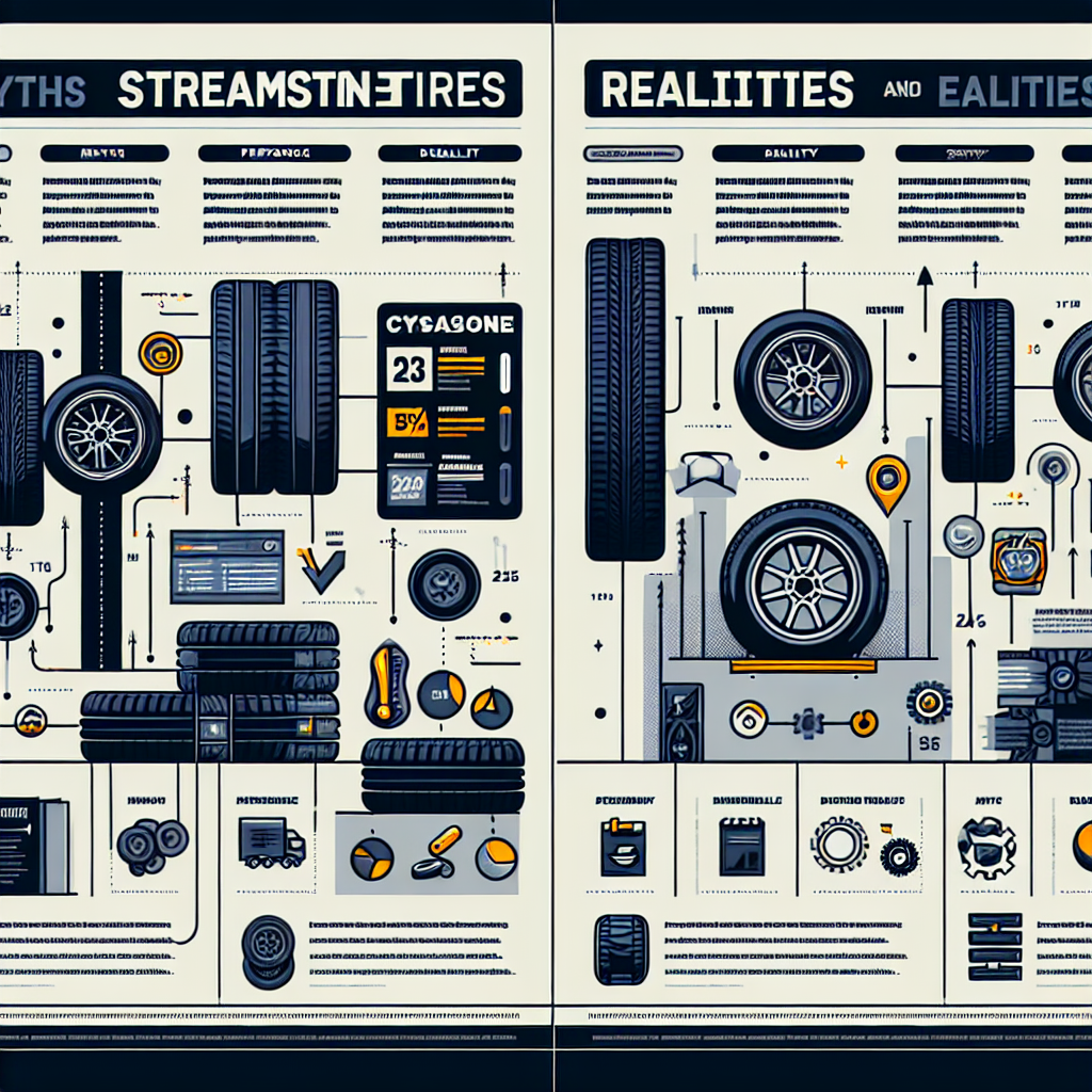 Imaginea unei scheme care ilustreaza miturile si realitatea despre anvelopele Streamstone, designul fiind curat si clar, ca si cum ar fi o infografică.