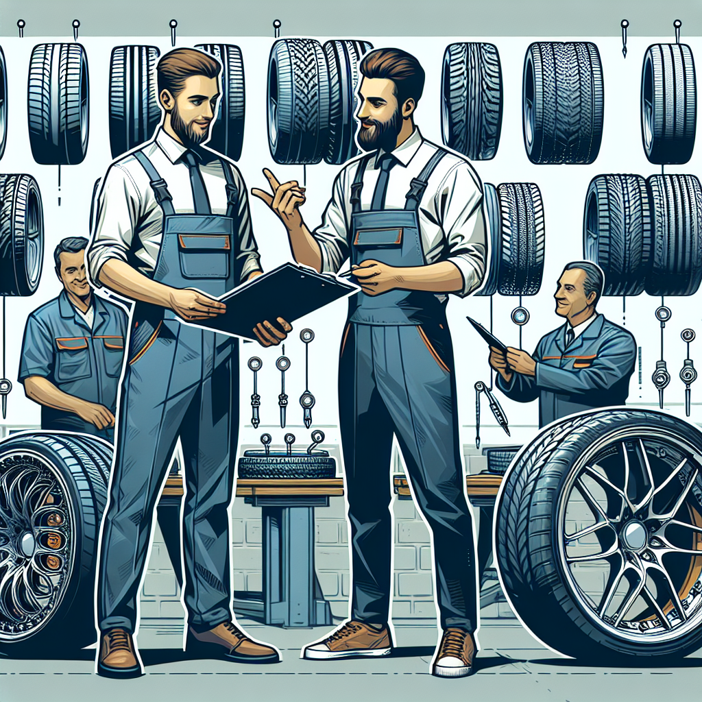 Imagine cu anvelope Superia de inalta calitate, alegeri disponibile si instalarea acestora intr-un service auto, cu profesionisti care ajuta clientul sa aleaga anvelopele. Toate persoanele sunt de tip european.