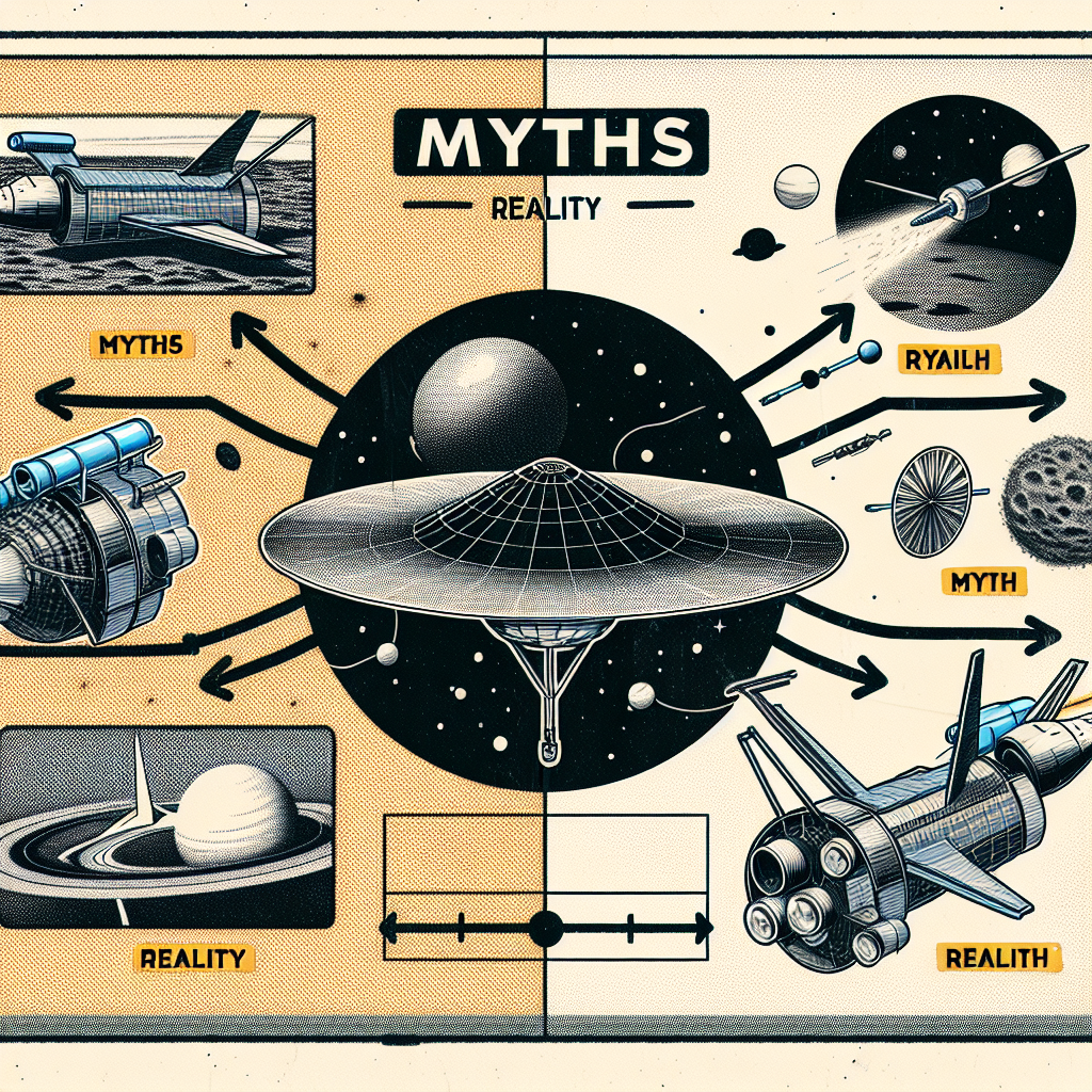 Imaginea unei anvelope Voyager, inconjurata de diferite mituri si realitati despre aceasta, pentru a ilustra contrastul dintre ele, aratand ca o ilustratie dintr-un articol.