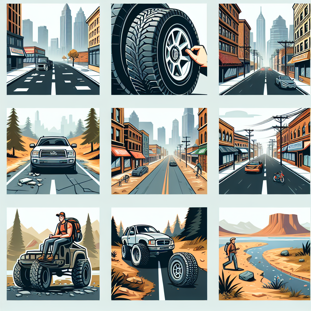Imagine cu anvelope Westlake pe fundalul diferitelor conditii de drum, inclusiv strazi urbane, drumuri rurale si trasee off-road dificile. Toate persoanele din imagine sunt de origine europeana.