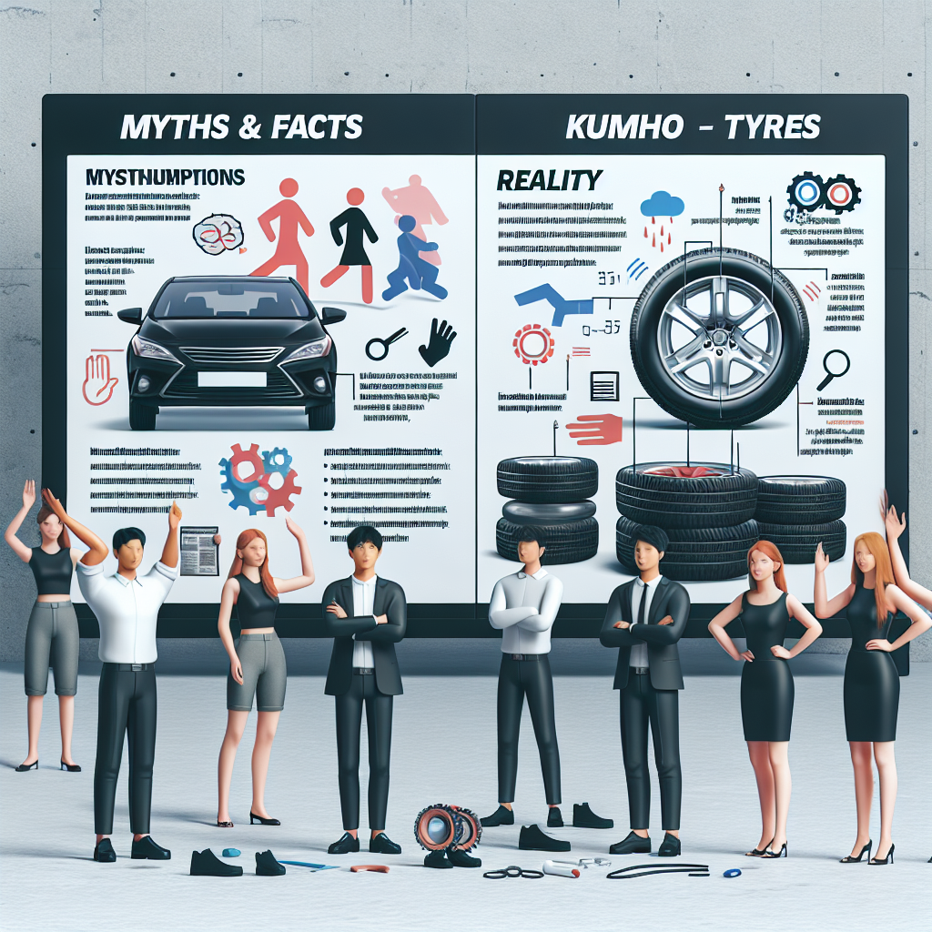 Prezentarea miturilor si realitatii despre anvelopele Hankook si Kumho, cu elemente grafice care faciliteaza diferentierea intre acestea.